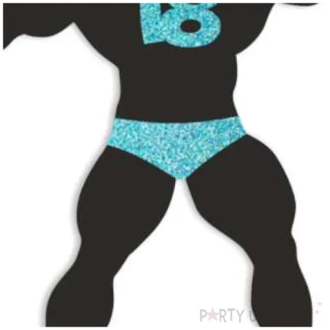 topper papierowy 18 urodziny hot man kulturysta czarny niebieski brokat 11 5 x 20 cm