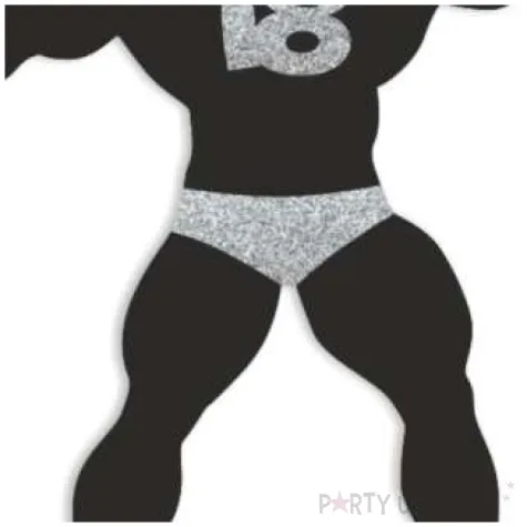 topper papierowy 18 urodziny hot man kulturysta czarny srebrny brokat 11 5 x 20 cm