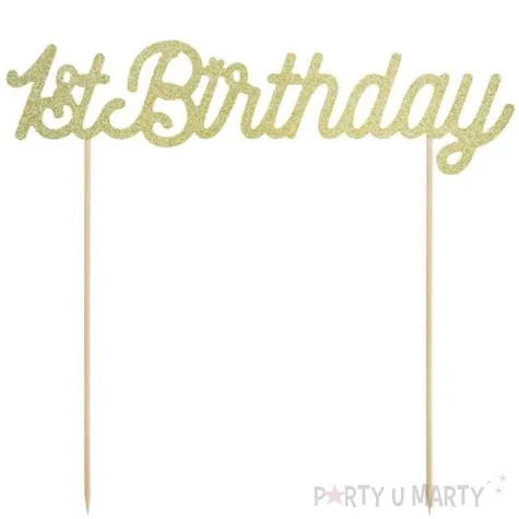 topper papierowy 1st birthday zloty partydeco 21 cm