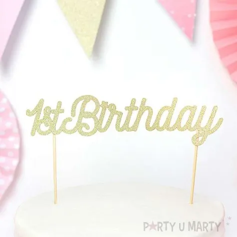 topper papierowy 1st birthday zloty partydeco 21 cm