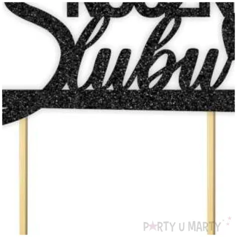 topper papierowy 20 rocznica slubu czarny brokat 15 5 x 17 5 cm