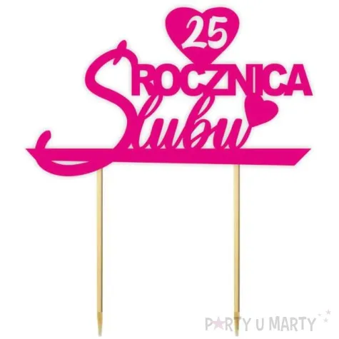 topper papierowy 25 rocznica slubu fuksja 15 5 x 17 5 cm