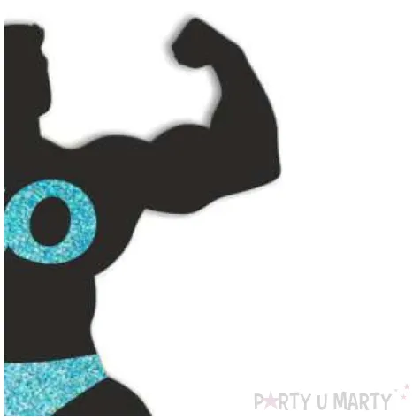 topper papierowy 30 urodziny hot man kulturysta czarny niebieski brokat 11 5 x 20 cm