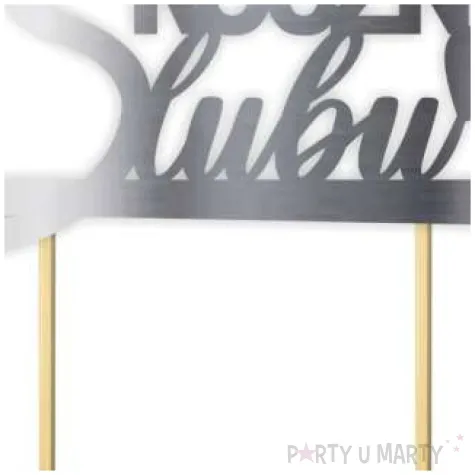 topper papierowy 40 rocznica slubu srebrny metalic 15 5 x 17 5 cm