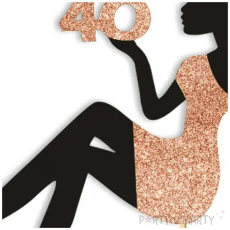 topper papierowy 40 urodziny hot laska czarny rose gold brokat 14 x 19 cm