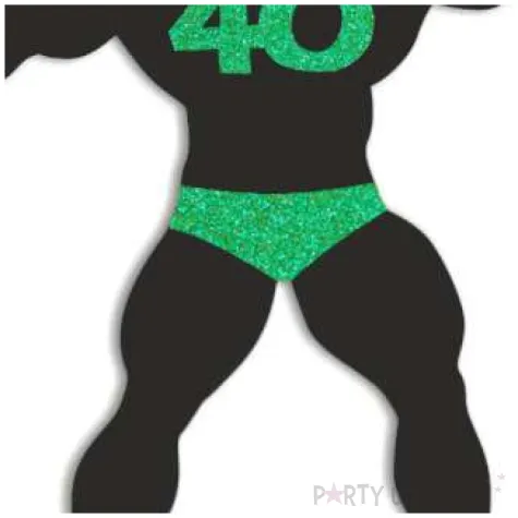 topper papierowy 40 urodziny hot man kulturysta czarny zielony brokat 11 5 x 20 cm