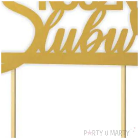 topper papierowy 5 rocznica slubu zloty 15 5 x 17 5 cm