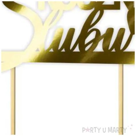 topper papierowy 5 rocznica slubu zloty metalic 15 5 x 17 5 cm