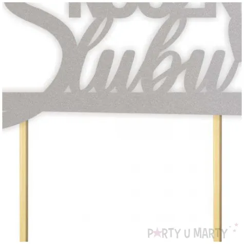 topper papierowy 50 rocznica slubu srebrny 15 5 x 17 5 cm