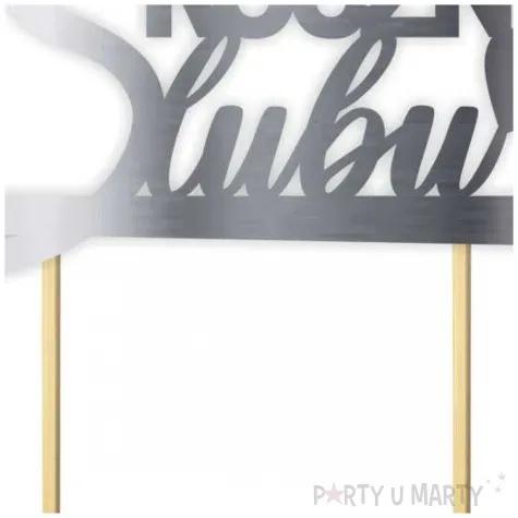 topper papierowy 50 rocznica slubu srebrny metalic 15 5 x 17 5 cm