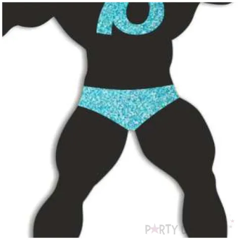 topper papierowy 70 urodziny hot man kulturysta czarny niebieski brokat 11 5 x 20 cm