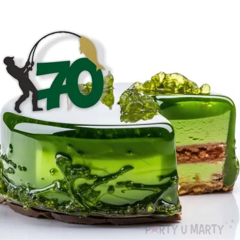 topper papierowy 70 urodziny wedkarza 12 x 17 cm