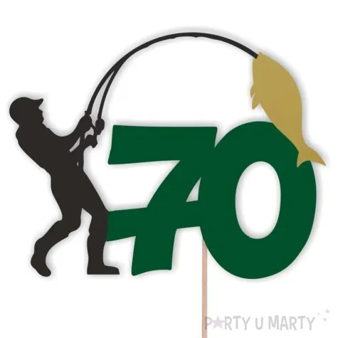 topper papierowy 70 urodziny wedkarza 12 x 17 cm