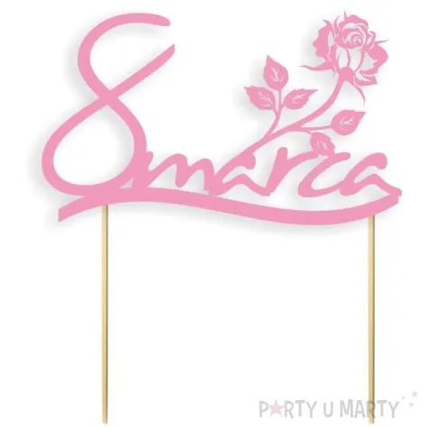 topper papierowy 8 marca rozowa 17 cm