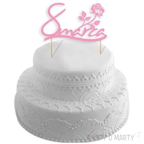 topper papierowy 8 marca rozowa 17 cm