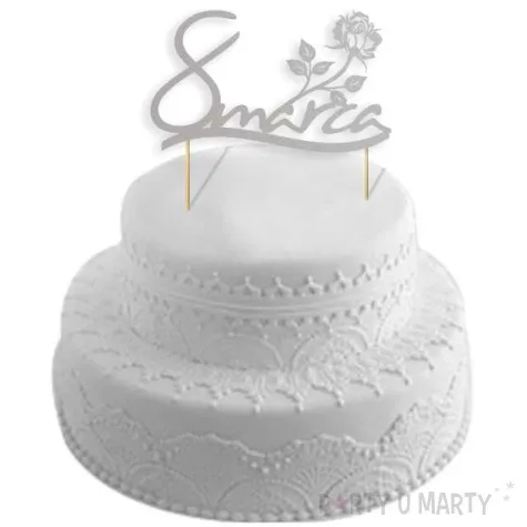 topper papierowy 8 marca srebrna 17 cm