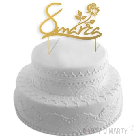 topper papierowy 8 marca zlota 17 cm