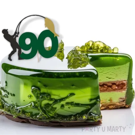 topper papierowy 90 urodziny wedkarza 12 x 17 cm