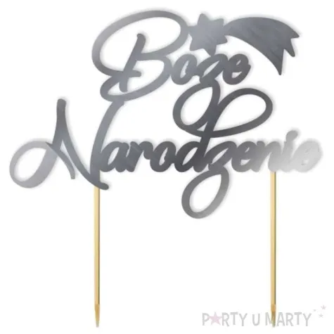 topper papierowy boze narodzenie z gwiazda srebrny metalic 17 5x18 cm