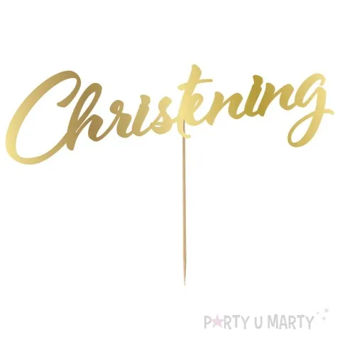 topper papierowy christening zloty metaliczny godan 20x12 cm