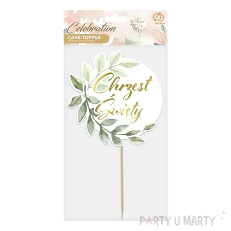 topper papierowy chrzest swiety galazka oliwna godan 23 cm