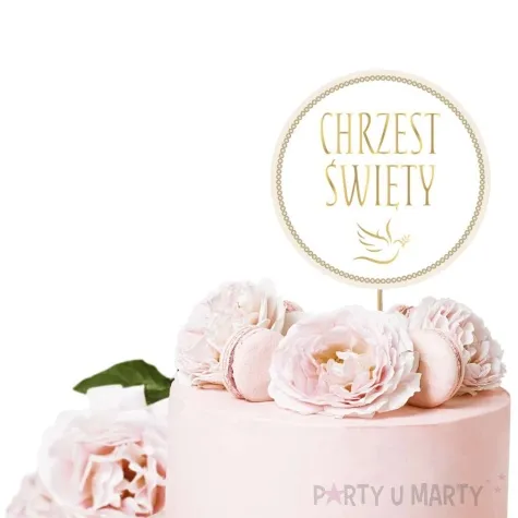 topper papierowy chrzest swiety golabek godan 24 cm