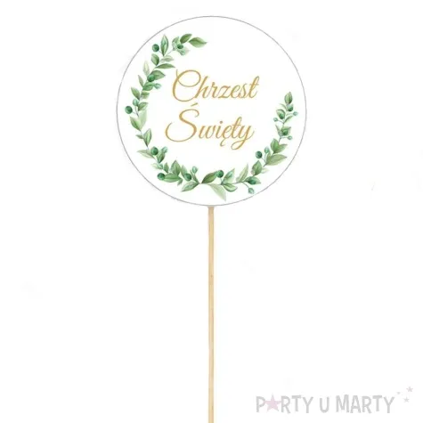 topper papierowy chrzest swiety listki dekolo 20 x 7 cm