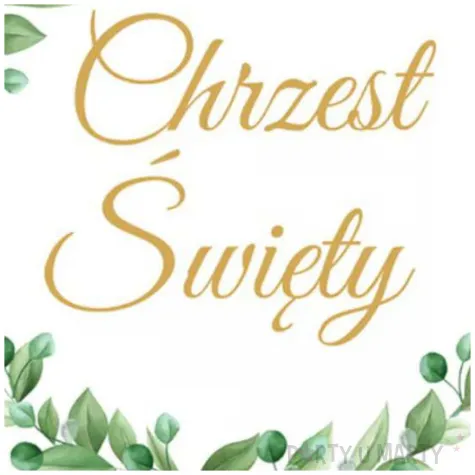 topper papierowy chrzest swiety listki dekolo 20 x 7 cm