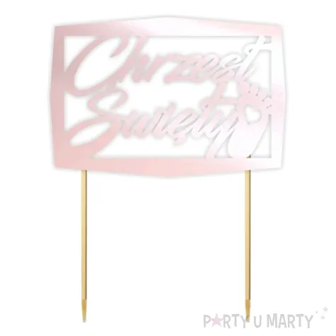 topper papierowy chrzest swiety ramka rozowy perlowy 13 5 x 17 cm