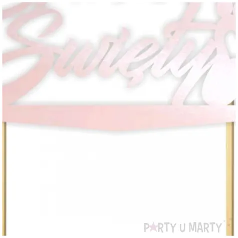 topper papierowy chrzest swiety ramka rozowy perlowy 13 5 x 17 cm