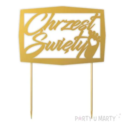topper papierowy chrzest swiety ramka zloty 13 5 x 17 cm