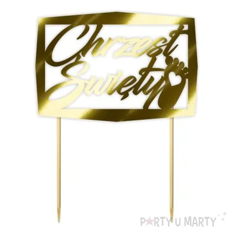 topper papierowy chrzest swiety ramka zloty metalic 13 5 x 17 cm