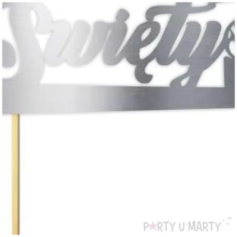 topper papierowy chrzest swiety srebrny metalic 14 x 17 cm