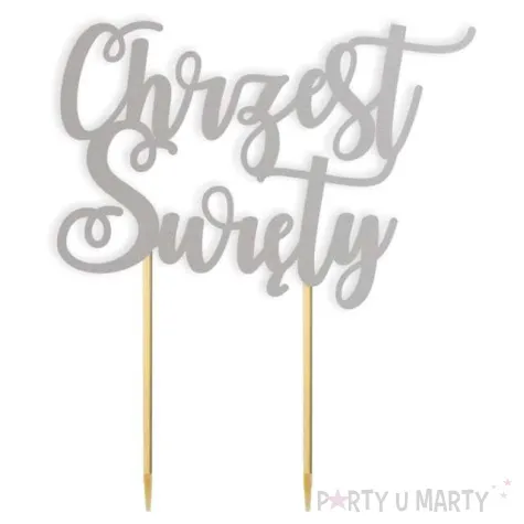 topper papierowy chrzest swiety zawijaski srebrny 14 5 x 17 cm