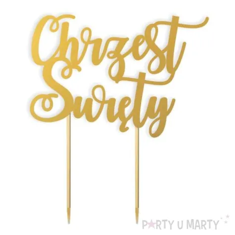 topper papierowy chrzest swiety zawijaski zloty 14 5 x 17 cm