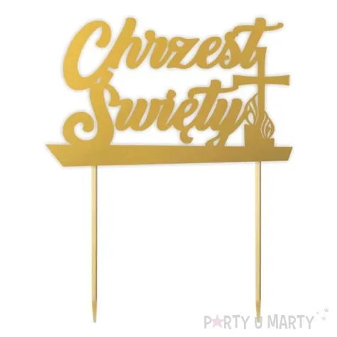 topper papierowy chrzest swiety zloty 14 x 17 cm