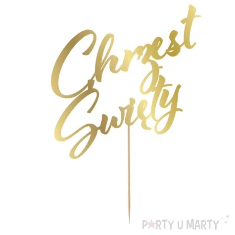 topper papierowy chrzest swiety zloty godan 20 cm