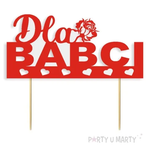 topper papierowy dla babci czerwone serca 16 cm