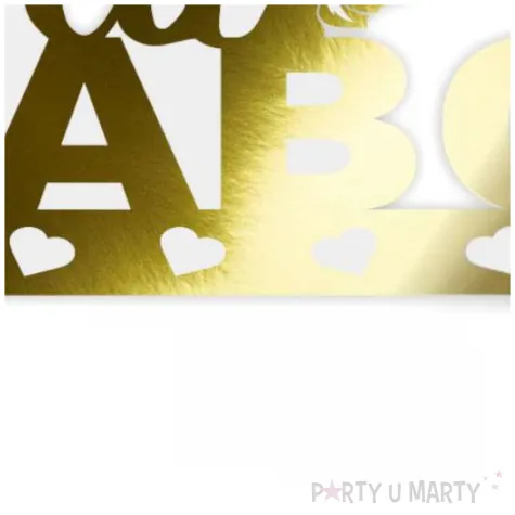 topper papierowy dla babci zlote metalic serca 16 cm