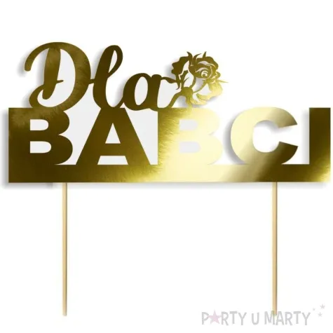 topper papierowy dla babci zloty metalic pasek 16 cm