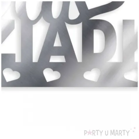 topper papierowy dla dziadka srebrne metalic serca 16 cm