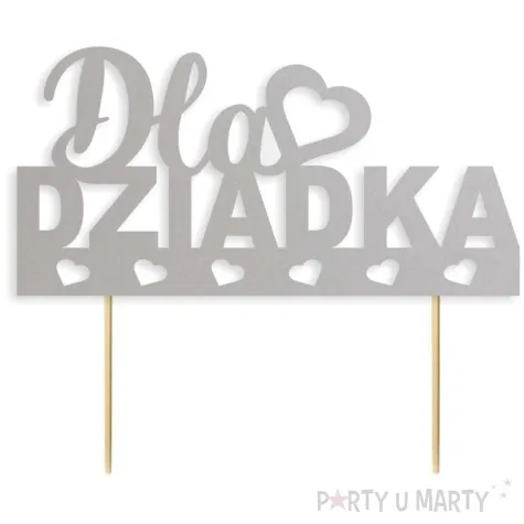 topper papierowy dla dziadka srebrne serca 16 cm