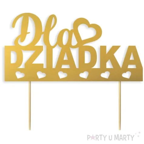 topper papierowy dla dziadka zlote serca 16 cm