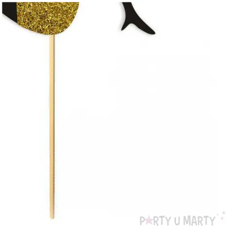 topper papierowy dowolne urodziny hot laska czarny zloty brokat 14 x 19 cm