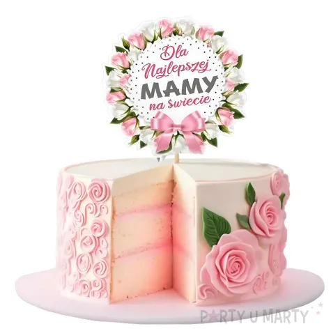 topper papierowy dzien matki dla najlepszej mamy 18 cm