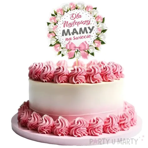 topper papierowy dzien matki dla najlepszej mamy 18 cm