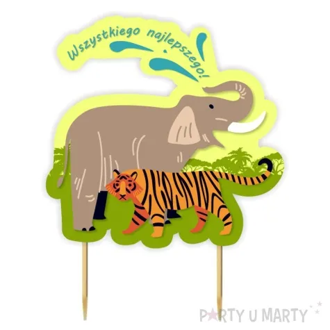 topper papierowy dzungla bungla wszystkiego najlepszego 6 szt