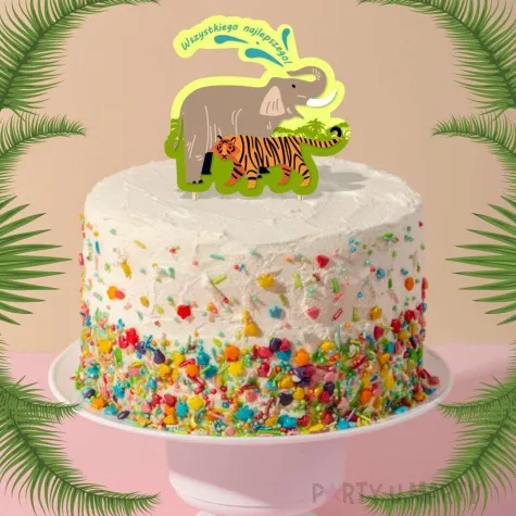 topper papierowy dzungla bungla wszystkiego najlepszego 6 szt