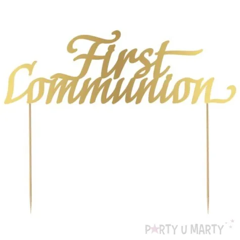 topper papierowy first communion zloty godan 20x14 cm