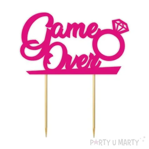 topper papierowy game over diament fuksja 13 5 x 16 cm